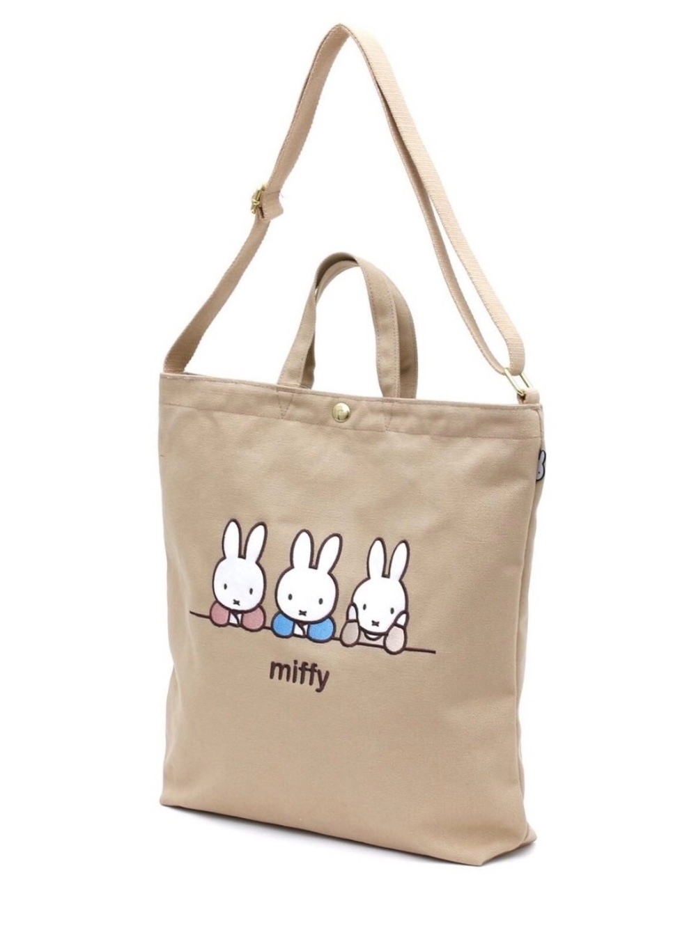 miffy Beige Canvas Tote with Cute Bunny Print